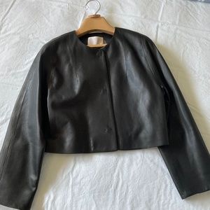 REBECCA TAYLOR  Leather Crop Jacket